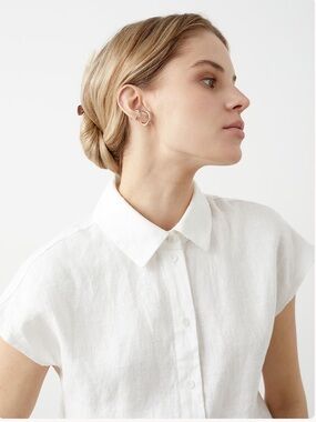 Linen ID cap sleeve button up